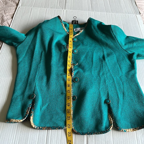 Pablo Collection Turquoise Teal Button Blazer Suit Jacket size 12 - Picture 8 of 17